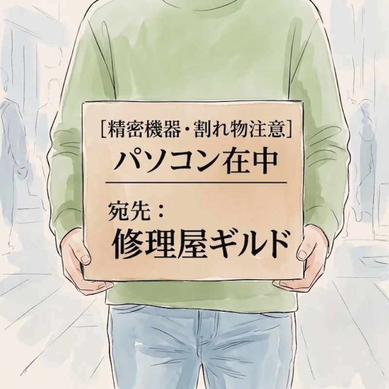 宅配修理で配送する梱包済みパソコンのイメージ